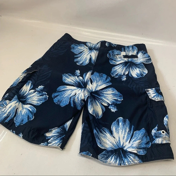 Abercrombie & Fitch Swim Shorts Trunks Men Large Cargo Pocket Floral Print Beach - Picture 7 of 12